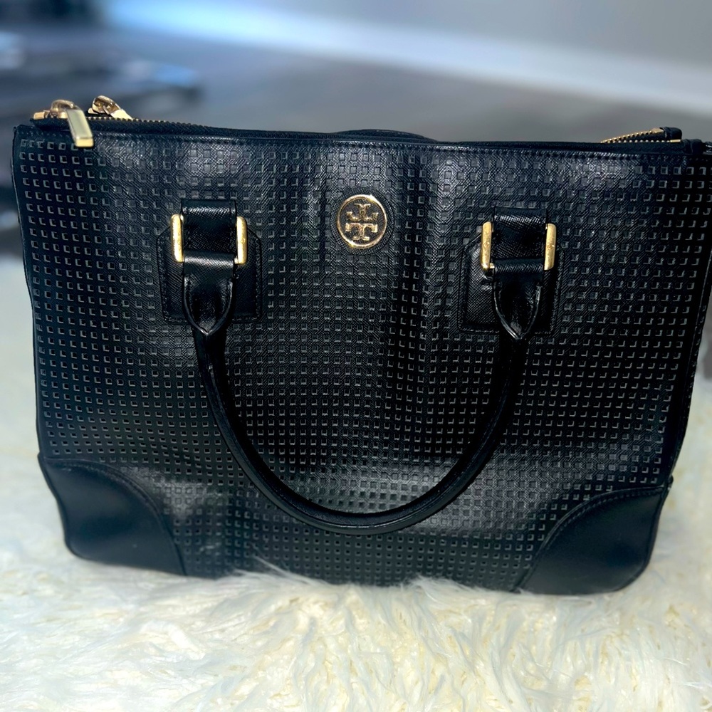 Tory Burch Black Leather Handle Bag